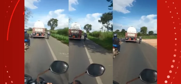 Ciclistas são flagrados ‘pegando carona’ na traseira de carretas em rodovias federais na Bahia