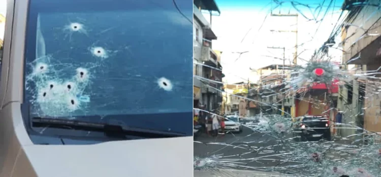 Para-brisa de viatura da PM fica estilhaçado após veículo ser atingido por tiros em Salvador