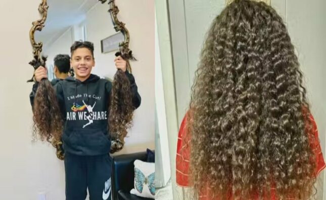 Menino deixa cabelo crescer, corta e doa para fazer perucas para crianças doentes