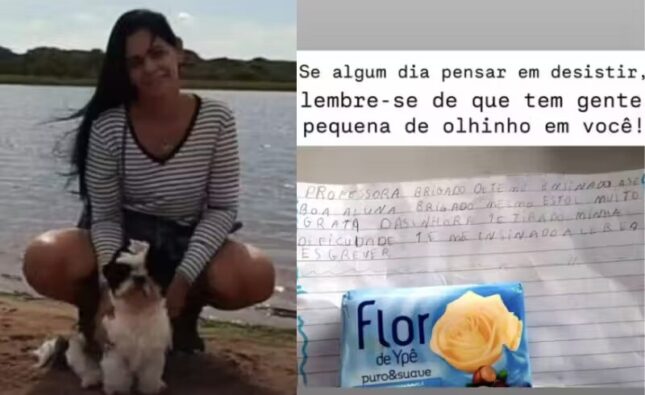 Professora ganha sabonete e bilhete lindo de aluna e se emociona